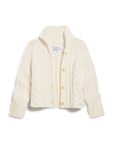 Mini Cotswolds Cropped Cable Knit Cardigan Ivory Sweater - Cardigans Frank & Eileen