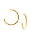 Gold 1.75" Hollow Post Hoop Earrings Marlyn Schiff