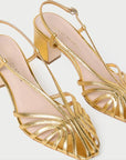 Priscilla Lattice Slingback Mid Heel Sandal Gold Sandals - Heeled Sandals Loeffler Randall