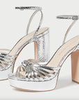 Rivka Leather Knot Platform Sandal Silver Sandals - Heeled Sandals Loeffler Randall
