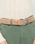 Isaac Studded Belt Honey/Silver Belts Loeffler Randall