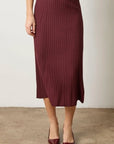 Straight Rib Skirt Dark Cherry Skirts - Midi Lilla P