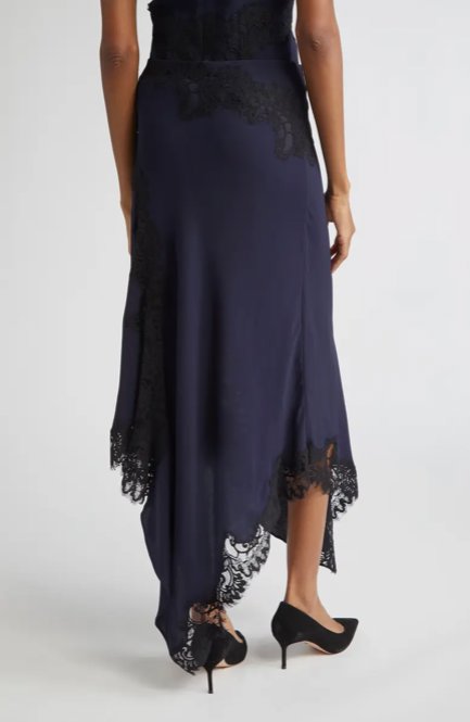 Hartley Asymmetrical Lace Skirt Navy – Peter Kate