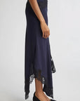 Hartley Asymmetrical Lace Skirt Navy Skirts - Midi Veronica Beard
