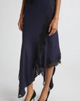 Hartley Asymmetrical Lace Skirt Navy Skirts - Midi Veronica Beard