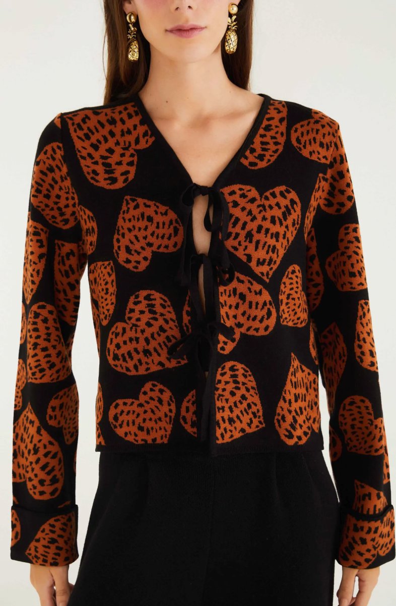 Leopard Hearts Knit Cardigan – Peter Kate