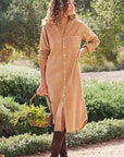 Rory Maxi Shirtdress Camel Corduroy Dresses - Maxi Frank & Eileen