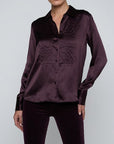 Divya Silk Shirt Dark Malbec Tops - Button Down L'Agence