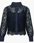 Emmie Top Dark Navy Lace Tops - Button Down Caballero