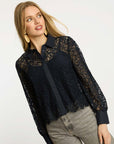 Emmie Top Dark Navy Lace Tops - Button Down Caballero