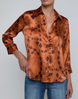 Dani Silk Blouse Amber Brown Playing Card Geo Tops - Button Down L'Agence