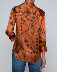 Dani Silk Blouse Amber Brown Playing Card Geo Tops - Button Down L'Agence