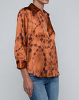 Dani Silk Blouse Amber Brown Playing Card Geo Tops - Button Down L'Agence