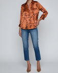 Dani Silk Blouse Amber Brown Playing Card Geo Tops - Button Down L'Agence