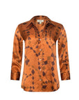 Dani Silk Blouse Amber Brown Playing Card Geo Tops - Button Down L'Agence