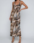 Akiya Tank Dress Neutral Black Mix Feather Multi Dresses - Maxi L'Agence