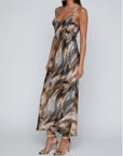 Akiya Tank Dress Neutral Black Mix Feather Multi Dresses - Maxi L'Agence