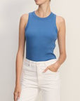Cropped Jordyn Tank Blue Coast Tops - Tanks Veronica Beard