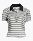 Pointelle Polo Navy Tops - Tees Frame