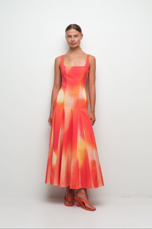 Lara Midi Dress Golden Hour Sunrise Peter Kate Lara Midi Dress Golden Hour Sunrise Peter Kate