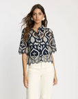 Tay Top Navy Cream Tops - Blouses Caballero