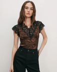 Pascaline Lace-Trimmed Top Espresso