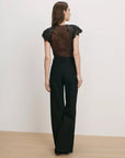 Pascaline Lace-Trimmed Top Espresso Tops - Blouses Veronica Beard