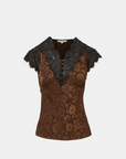 Pascaline Lace-Trimmed Top Espresso