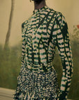 Striped Leaves Blouse Moss Green Tops - Blouses Farm Rio