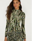 Striped Leaves Blouse Moss Green Tops - Blouses Farm Rio