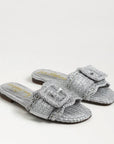 Bambi Slide Sandal Soft Silver Raffia Sandals - Flat Sandals Sam Edelman
