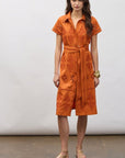 Eva Belted Midi Shirtdress Dress Burnt Sienna Dresses - Midi Figue