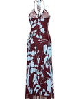 Shelter Island Dress Botanic Maroon Dresses - Maxi Cara Cara