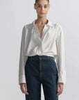 Leo Cropped Cotton Shirt Bright White Tops - Button Down A.L.C