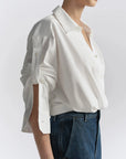 Leo Cropped Cotton Shirt Bright White Tops - Button Down A.L.C