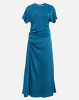 Marabella Satin Draped Midi Dress Washed Indigo Dresses - Midi Simkhai