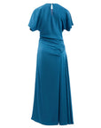 Marabella Satin Draped Midi Dress Washed Indigo Dresses - Midi Simkhai