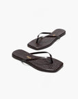 Square Toe Lily Flip Flops Carob Croc Sandals - Flip Flops Tkees