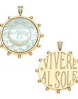 Strong Ever Shining Sun Carved Stone Pendant 16-18" Classic Rolo Necklaces Jane Win