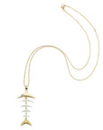 Strong Mother of Pearl Fishbone Pendant 18-20" Delicate Adjustable Chain Necklaces Jane Win
