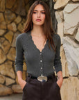 Bliss Scallop Edge Cardigan Charcoal
