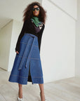 Hudley Skirt Classic Indigo Blue Skirts - Midi Tanya Taylor