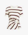 Short Sleeve Carlita Top Cream/Raisin Wide Stripe Tops - Blouses Tanya Taylor