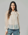 The Long Sleeve French Bow Shirt Ivory Tops - Blouses The Shirt