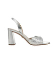 Tullia Slingback Sandal Metallic Leather Silver Sandals - Heeled Sandals Veronica Beard - Shoes