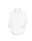 Eileen Ruffle Button Down Shirt White Denim Tops - Button Down Frank & Eileen