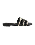 Bay Slide Sandal Black/Linen Raffia Sandals - Flat Sandals Sam Edelman