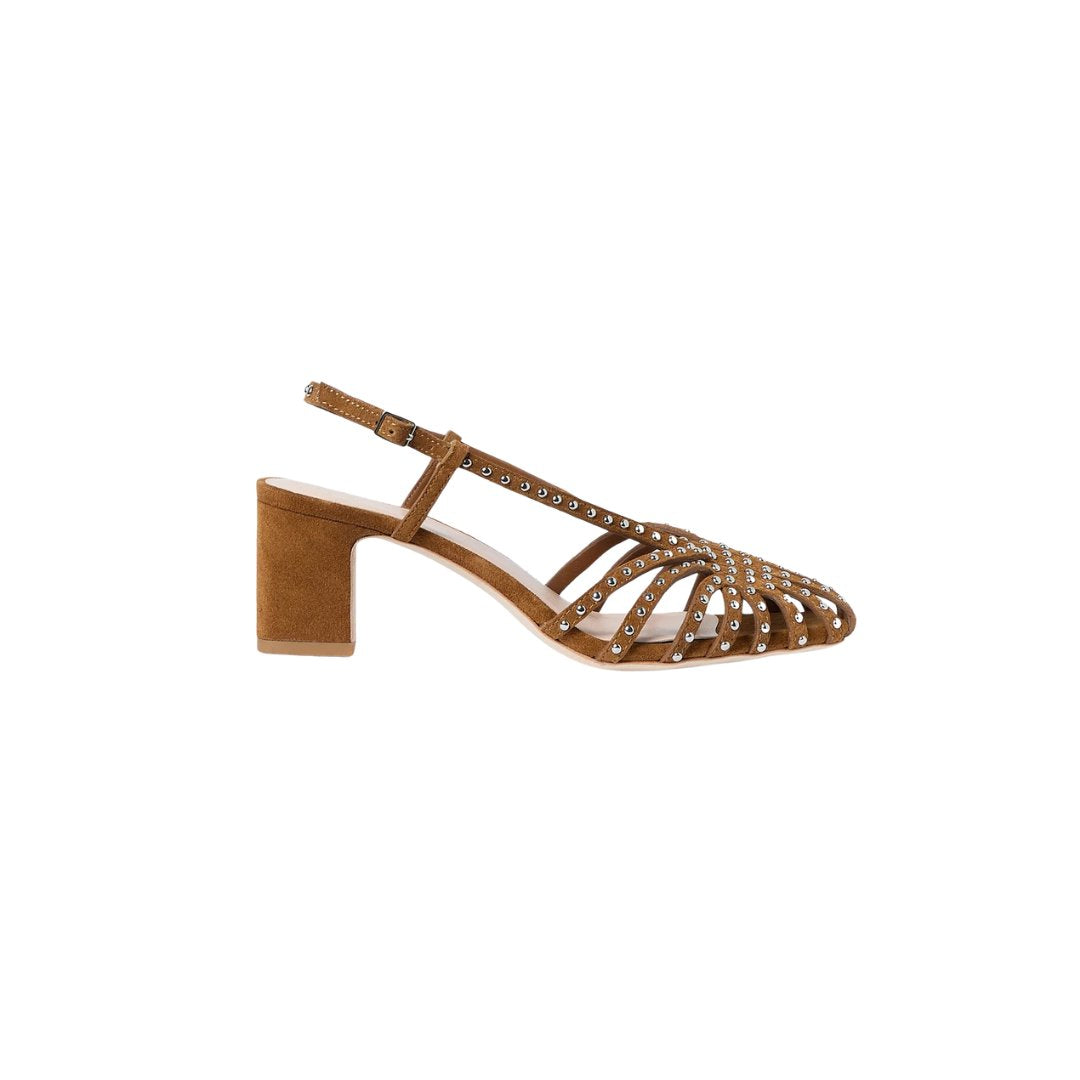 Priscilla Lattice Heeled Slingback Cacao/Silver – Peter Kate