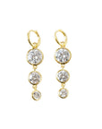 Mini Dropping Circles Huggie Hoop Earrings Cubic Zirconia Earrings Laura Foote Designs