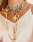 Double Wrap Diamond Cut Beaded Necklace Turquoise Necklaces Jane Win